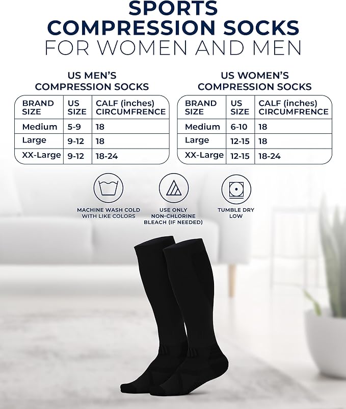 Pembrook 3 Pairs Compression Socks 20-30 mmHg - Compression Socks for Women and Men | Running, Athletic, Travel, Nurses