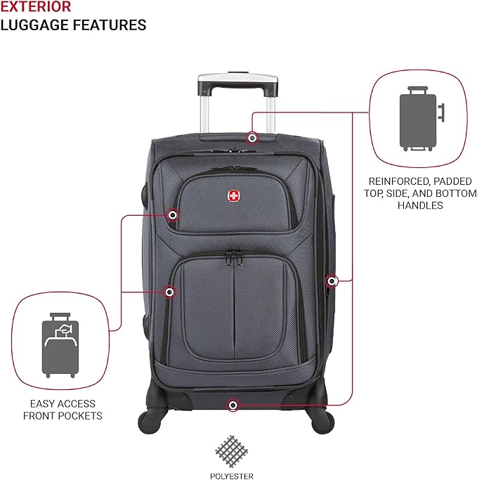SwissGear Sion Softside Expandable Luggage, Dark Grey, 2-Piece Set (21/29)