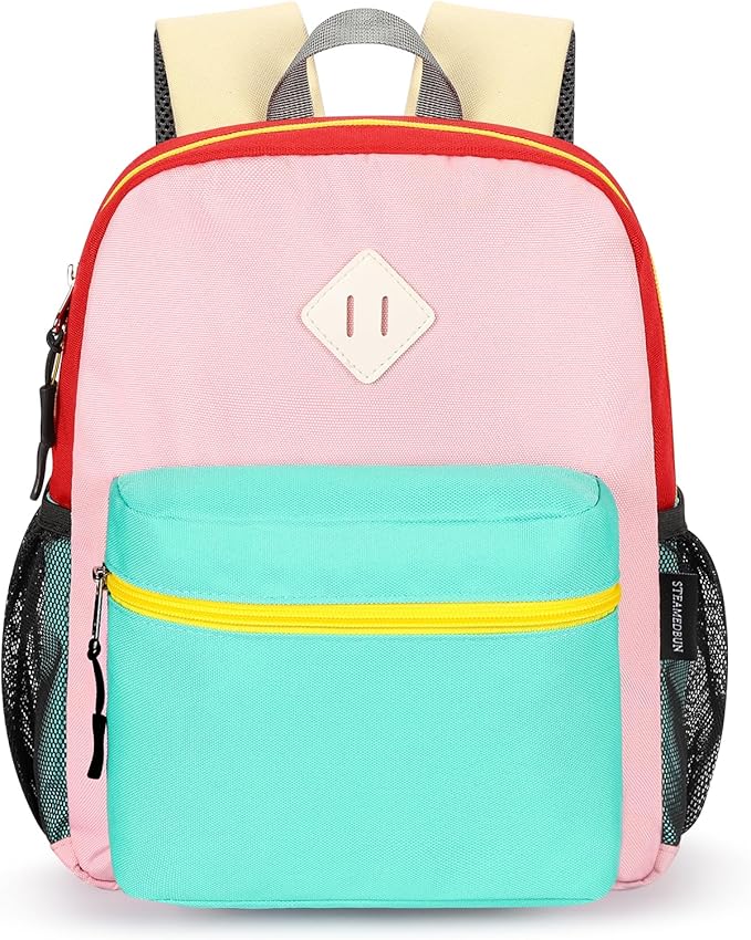 STEAMEDBUN Toddler Backpack for Girls 2-4,Kindergarten Backpack for Girls,Preschool Backpack,Mini, Pink&light Green