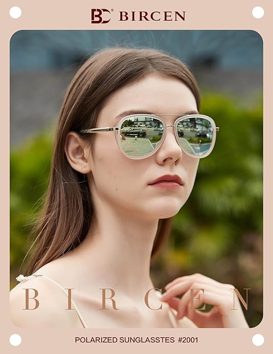 BIRCEN Polarized Sunglasses for Women UV - Protection Womens Retro Mirrored Shades with Acetate Frame BC2001