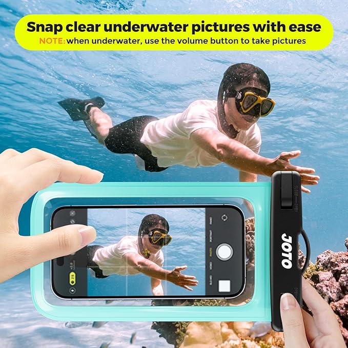 JOTO Up to 7" Universal Waterproof Phone Case for iPhone 17 Air 16 15 14 13 12 11 Plus Pro Max, IPX8 Cellphone Dry Bag XR X SE, Galaxy S23 S22 S21 S20+ S20 S10 Plus Note, Pixel -Green