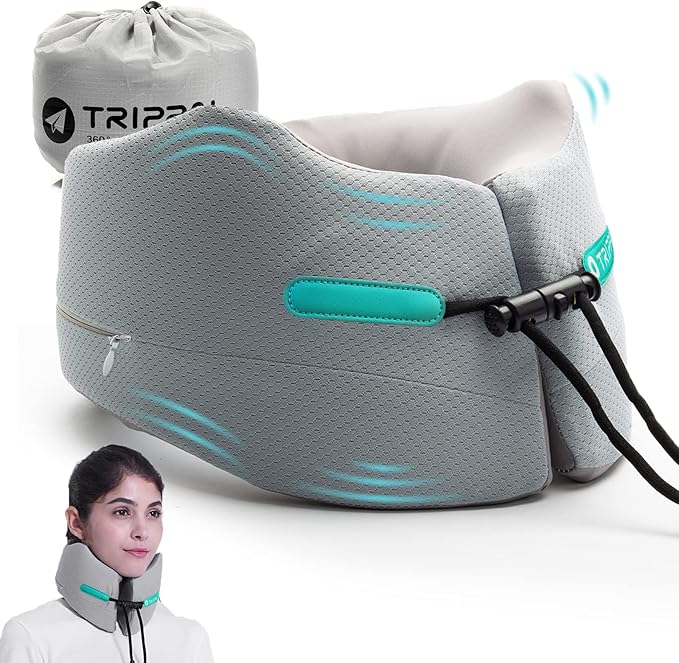GOLDORANGE Travel Pillow Flight Neck Pillows Best Memory Foam Neck Pillows for Sleeping Airplane Car Home Office Chin Head Support Rest Travel Essentials with Compact Carry Bag Grey S