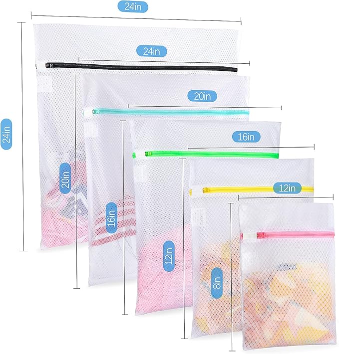 GOGOODA 5 Pack Mesh Laundry Bags, Delicates Washing Bags for Sweater Blouse Hosiery Bras Premium Wash Bags for Travel Storage Organization (5 Set)