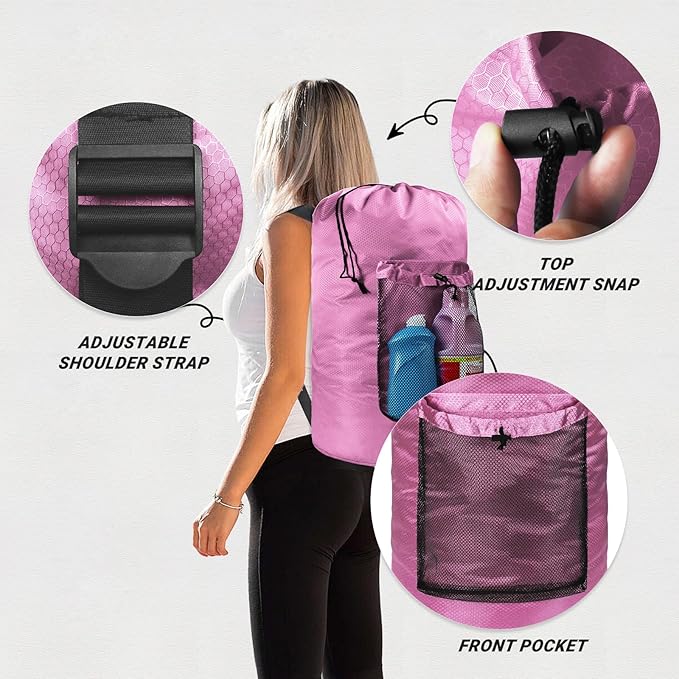 Laundry Bag with Shoulder Straps and Mesh Pocket Laundry Backpack Large Portable Laundry Hamper for College Laundromat Apartment