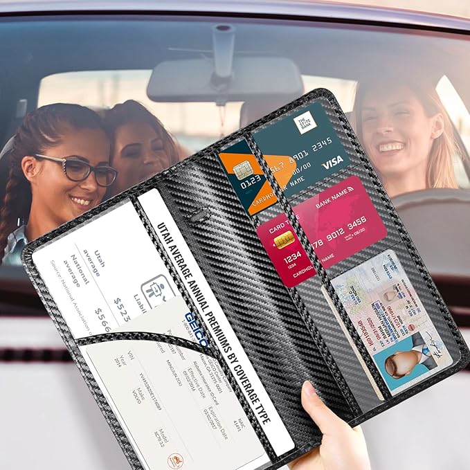 CoBak Car Registration and Insurance Holder - Vehicle Glove Box Car Organizer,Auto Truck Comparment Accessories Case with Magnetic Closure for Driver License,Cards