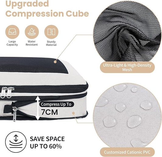 8 Set/6 Set/4 Set Compression Packing Cubes for Travel, Lightweight Vacation Travel Essentials, Travel Accessories for Suitcase Organizer Bags Set, Durable Luggage Organizer