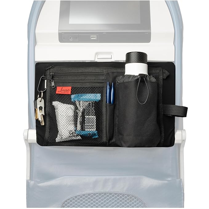 Lusso Gear Premium Black Airplane Tray Table Cover with 5 Compartments - Sanitary, Machine-Washable, Foldable - Black