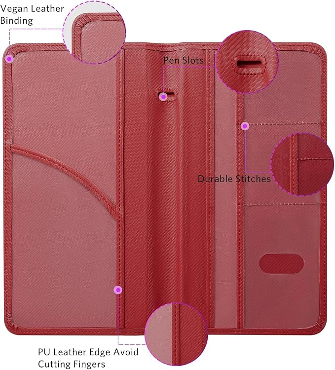 CoBak Car Registration and Insurance Holder - Vehicle Glove Box Car Organizer,Auto Truck Comparment Accessories Case with Magnetic Closure for Driver License,Cards, Carbon Red