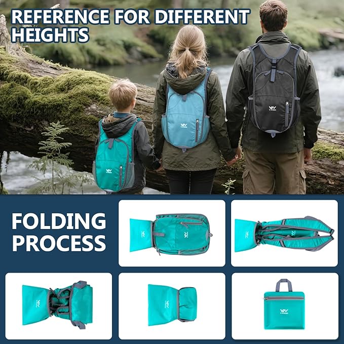 15L Foldable Hiking Backpack,Lightweight Packable Waterproof Machine Washable Daypack with Chest Strap,Small Folding Pack for Travel/Walking for Men&Women-0.52LB Green