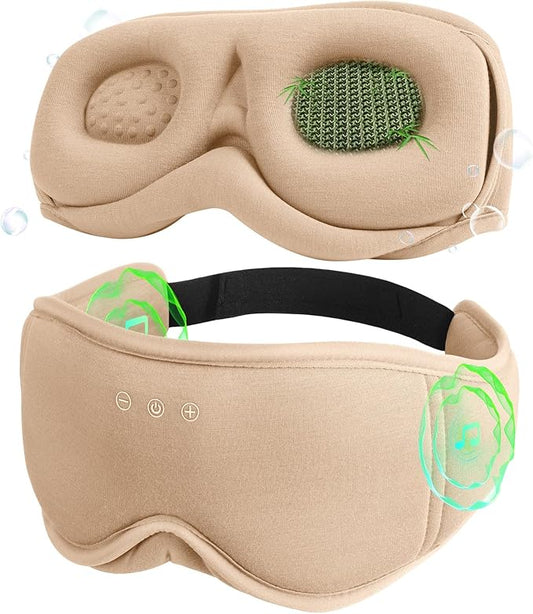 Sleep Mask with Headphones Bluetooth 5.4，LC-dolida 2025 New 3D Bluetooth Sleep Mask Headphones with Soft Bamboo Cotton for Side Sleepers Women Men, Sustainable Luxury for Better Sleep