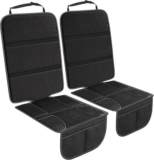 PIDO Car Seat Protector for Child Car Seat, 2 Pack Carseat Protector with Thick Padding and Storage Pockets, Waterproof Protection Cover Mat for Vehicle Leather Upholstery