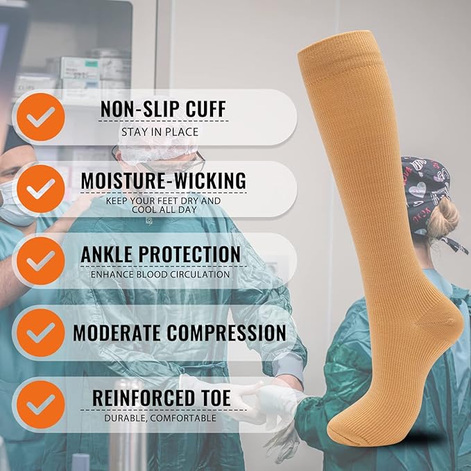 fenglaoda Compression Socks for Women Men 3 Pairs Graduated Compression Support Circulation Socks for Nurses