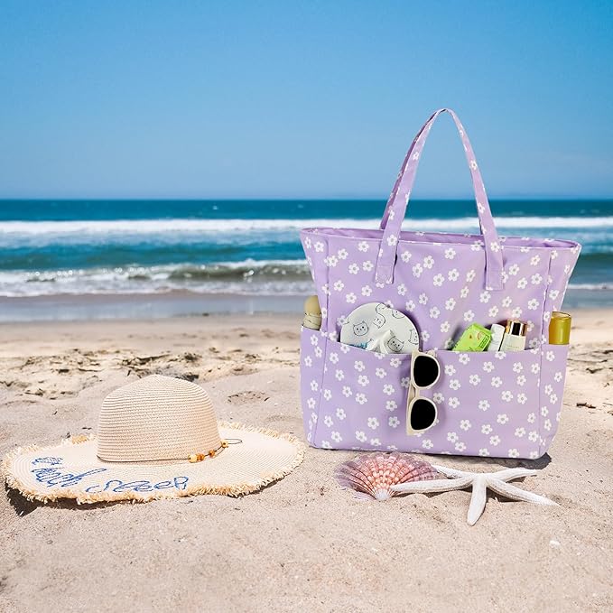 Bluboon Waterproof Beach Tote Pool Bags for Women Ladies Extra Large Carry On Bag With Wet Compartment for Weekender Travel