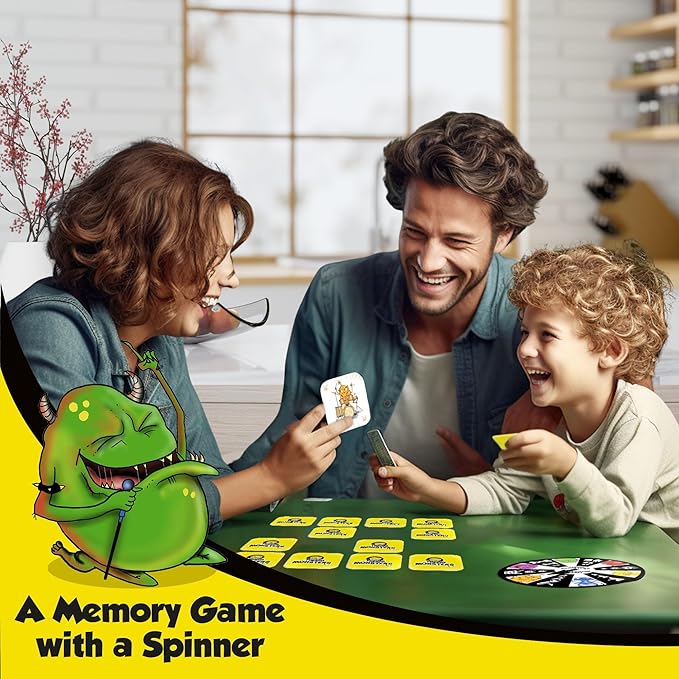Hiding Monsters Memory Card Game for Kids with a Spinner Wheel - Fun and Easy-to-Play. Matching Memory Game for Kids 4-8 and 8-12 for Boys and Girls