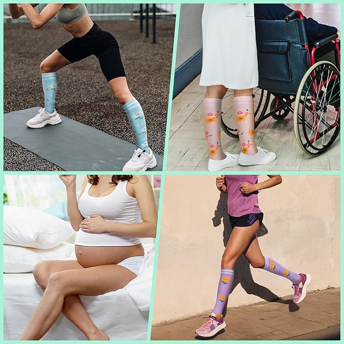 fenglaoda Compression Socks for Women Men 3 Pairs Graduated Compression Support Circulation Socks for Nurses