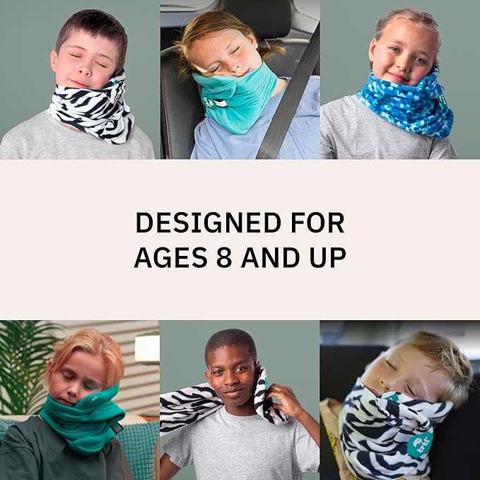 trtl Pillow Junior Kids Travel Pillow for Sleeping - with Built-in Head and Neck Support - Comfortable Kids Neck Pillow for Traveling - Compact and Machine-Washable - Aqua