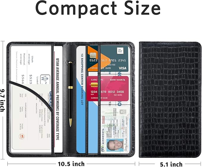 CoBak Car Registration and Insurance Holder - Vehicle Glove Box Car Organizer,Auto Truck Comparment Accessories Case with Magnetic Closure for Driver License,Cards