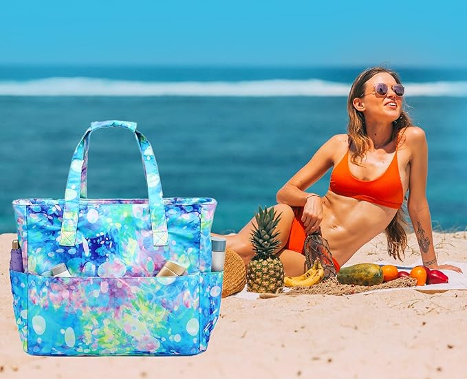 Bluboon Waterproof Beach Tote Pool Bags for Women Ladies Extra Large Carry On Bag With Wet Compartment for Weekender Travel