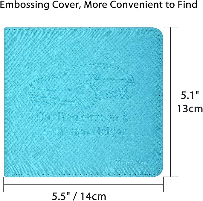 Car Insurance and Registration Holder, 5.5 x 5 Inch PU Leather Vehicle Glove Box Organizer Wallet Case for Insurance Card, Driver License, Paperwork - Mint Green