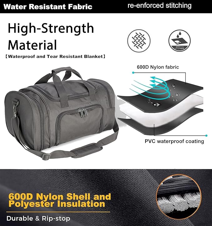 Gym Bag Duffle Bags for Men Women with Shoes Compartment Sport Weekend Travel Overnight Carry On Bag for Tactical Military Travel Work Out Bags (Grey)