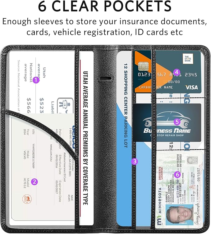 CoBak Car Registration and Insurance Holder - Vehicle Glove Box Car Organizer,Auto Truck Comparment Accessories Case with Magnetic Closure for Driver License,Cards