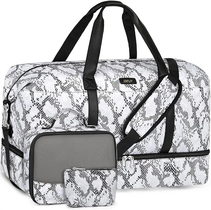 IBFUN Weekender Bags for Women, Travel Duffle Bag with Shoe Compartment Carry on Weekender Overnight Duffel for Weekend Travel Business Trip 3PCS