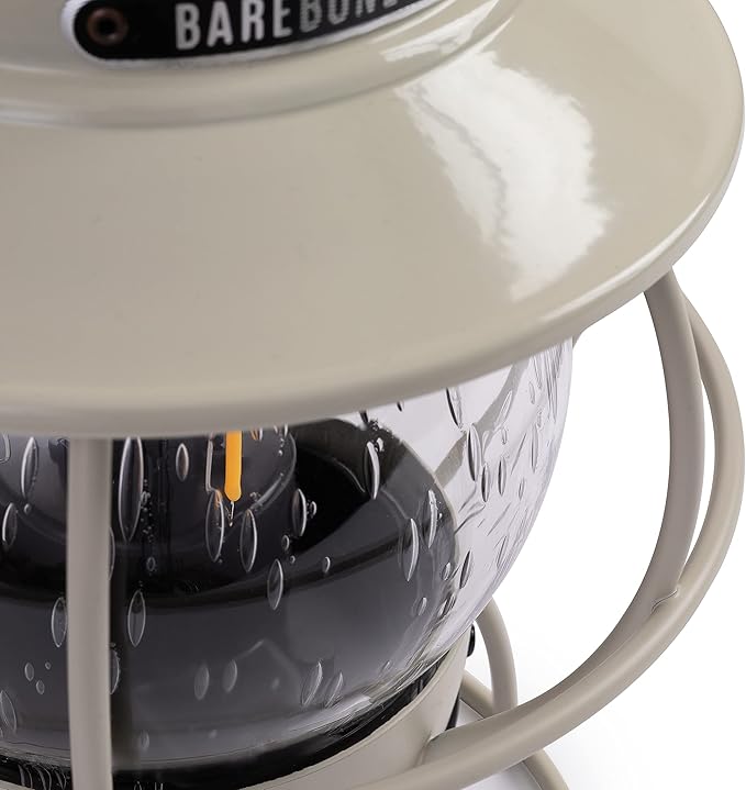 Barebones Railroad Lantern – Vintage White, Vintage-Inspired LED Camping Lantern with Rechargeable Battery – Adjustable Brightness Outdoor Light for Camping Gear, Backyard, and Home Decor