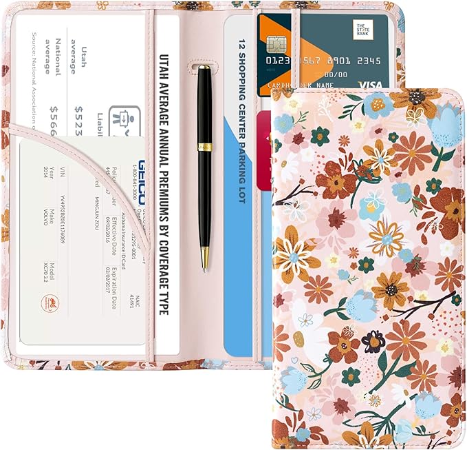 CoBak Car Registration and Insurance Holder - Vehicle Glove Box Car Organizer,Auto Truck Comparment Accessories Case with Magnetic Closure for Driver License,Cards