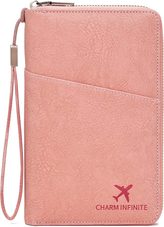 Family Passport Holder Wallet RFID Blocking Zippered Passport Wallet,Women and Men Travel Wallet Ladies Passport Cover