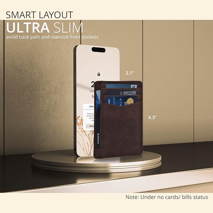 Oak Leathers Leather Slim Minimalist Wallet for Men & Women RFID Front Pocket Leather Card Holder Wallets