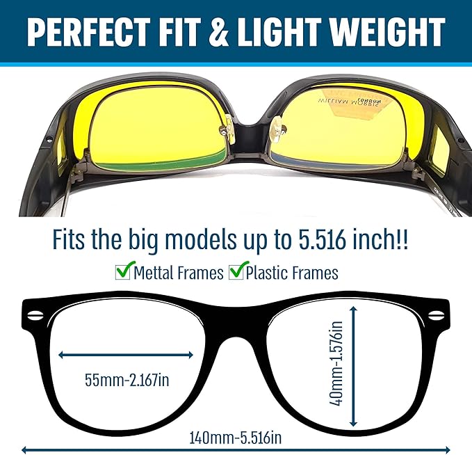 BLUE CUT Fit Over Polarized Sunglasses Solar Shield Sunglasses To Wear Over Glasses