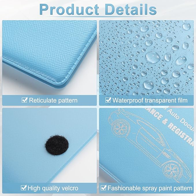 UYYE Car Registration and Insurance Card Holder, Vehicle Glove Box Car Organizer, Interior Car Accessories for Documents, Cards, License - 2 Pack