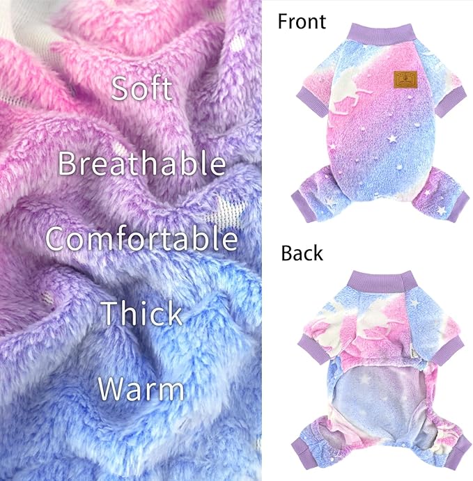 XPUDAC Dog Sweater Glows in The Dark Fleece Pajamas for Small Medium Dogs Girl Boy Puppy Clothes for Halloween Christmas Winter (Large)