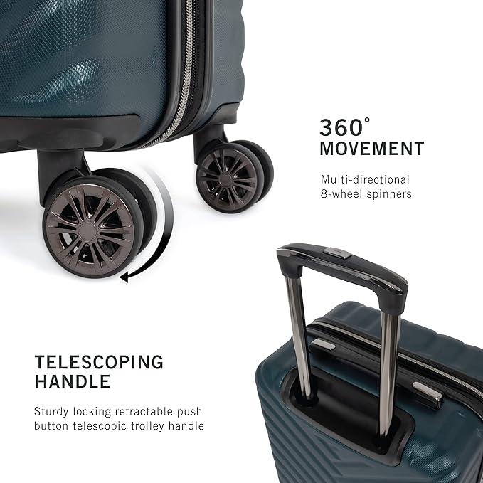 Kenneth Cole REACTION Madison Square Lightweight Hardside Chevron Expandable Spinner Luggage, Emerald, 20-Inch Carry On