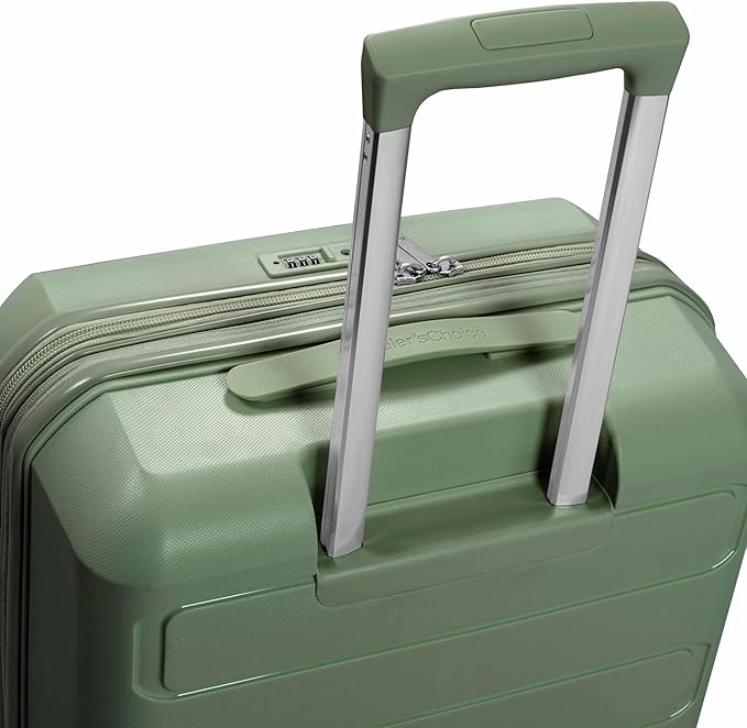 Traveler's Choice Pagosa Indestructible Hardshell Expandable Spinner Luggage, Green, 3-Piece Set (22/26/30)
