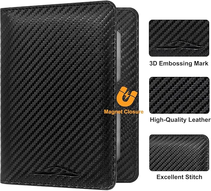 Car Registration and Insurance Holder with Magnetic Shut, Vehicle License Document Glove Box Compartment Organizer - For Documents, License, Cards