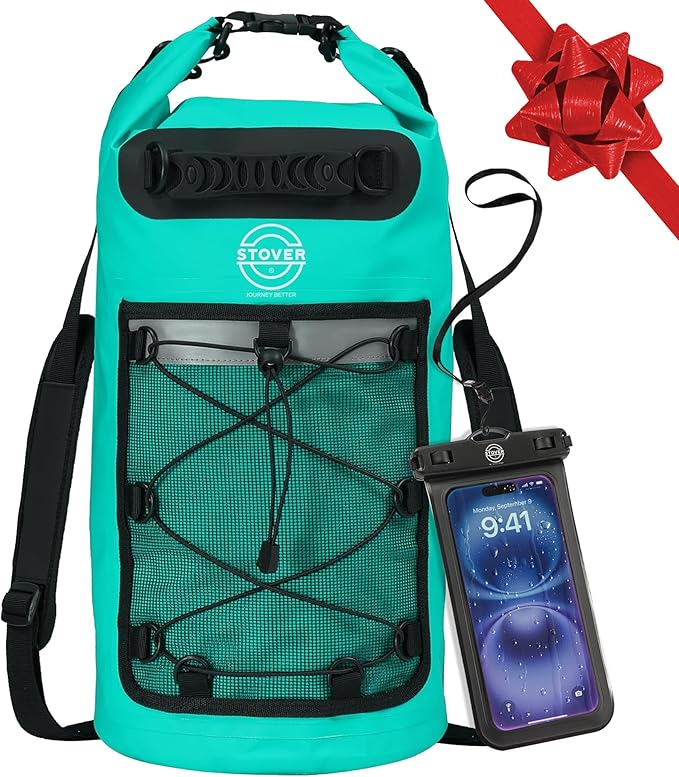 STOVER 5/10/25/30/40/55L Waterproof Dry Bag- Roll-Top Backpack w/Phone Case- Kayaking, Hiking, Camping, Boating- Men/Women