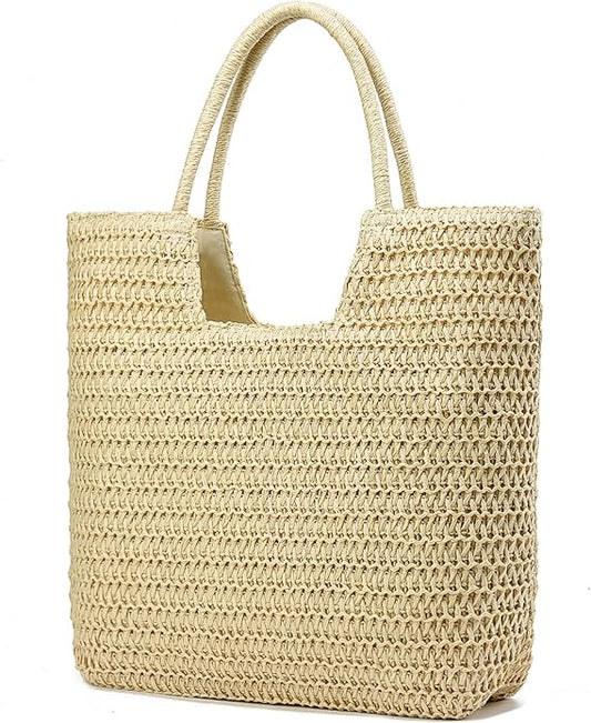 Straw Beach Bags for Women Woven Beach Tote Bag Casual Boho Large Shoulder Handbags Purse for Vacation Holiday