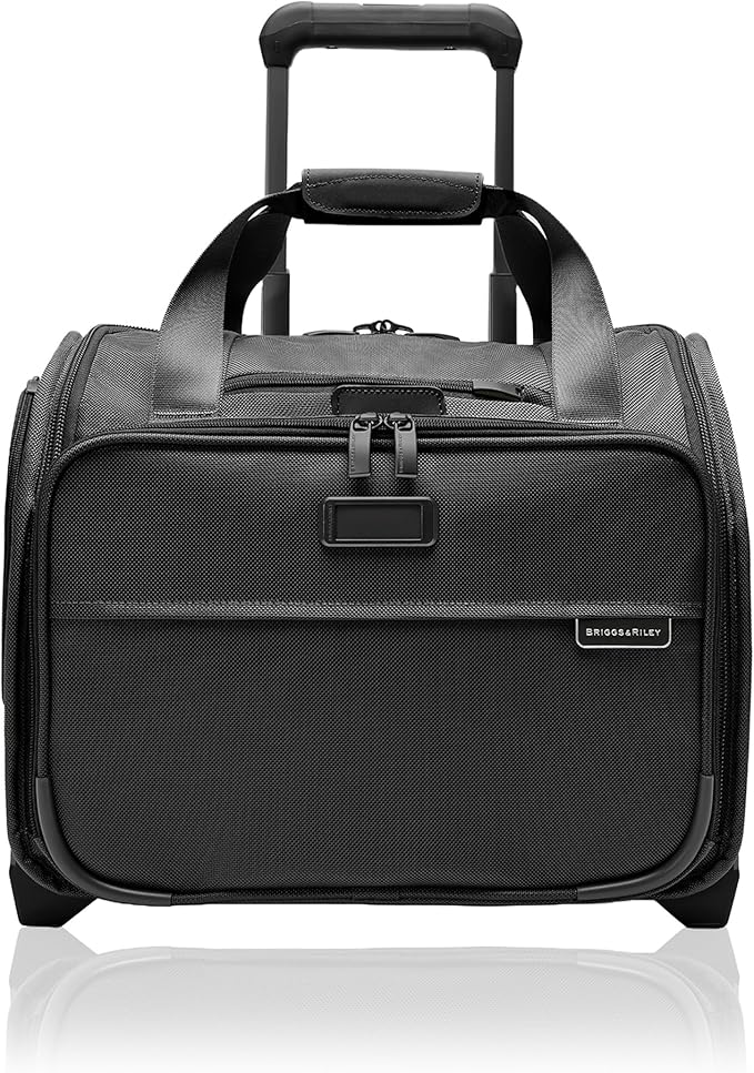 Briggs & Riley 2-Wheel Cabin Bag - Carry On Luggage for Travel, Suitcases with Wheels, Softside Rolling Bag for Men & Women, Interlocking Handle, Self-Repairing Zipper - Baseline Collection, Black