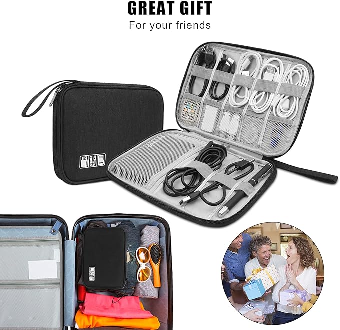 Electronic Organizer Travel Universal Cable Organizer Electronics Accessories Bag for Cable, Charger, Phone, USB, SD Card,1Pack