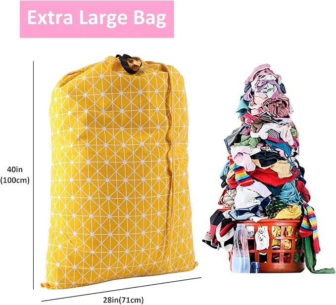 SWISSELITE Laundry Bag with Handle and Drawstring, Large Heavy Duty Laundry Bag, 28 x 40 Inches Travel Dirty Clothes Bag for Laundromat and Household