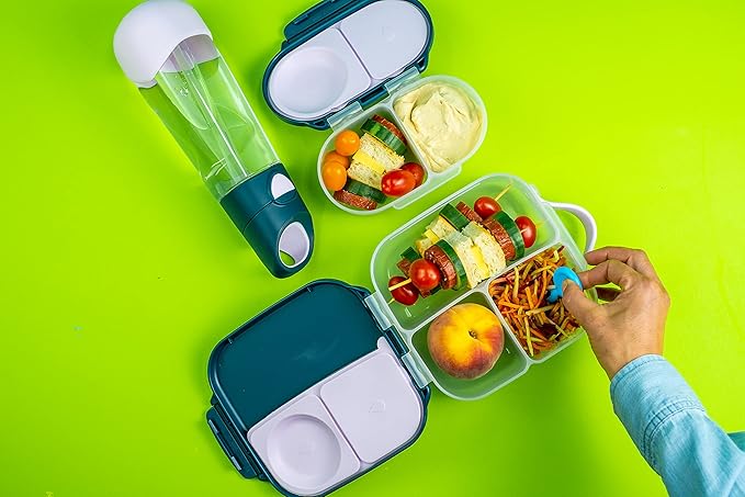 b.box Snack Box - Leakproof Mini Bento Box for Kids & Toddlers, 2 Compartment Snack Containers for Kids, Lunch Containers, Dishwasher Safe, BPA Free, PFAS Free, Ages 4m+, 1 3/4 Cup - Indigo Rose