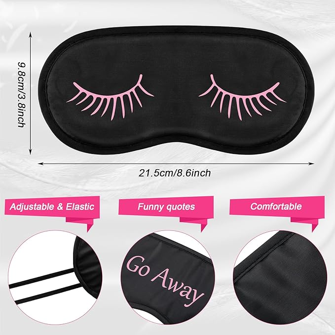 Eurzom 20 Pieces Funny Eye Sleeping Mask Bulk with Adjustable Strap Blackout Eye Sleep Mask for Night Blindfold Cover for Women Men (Cute Black)