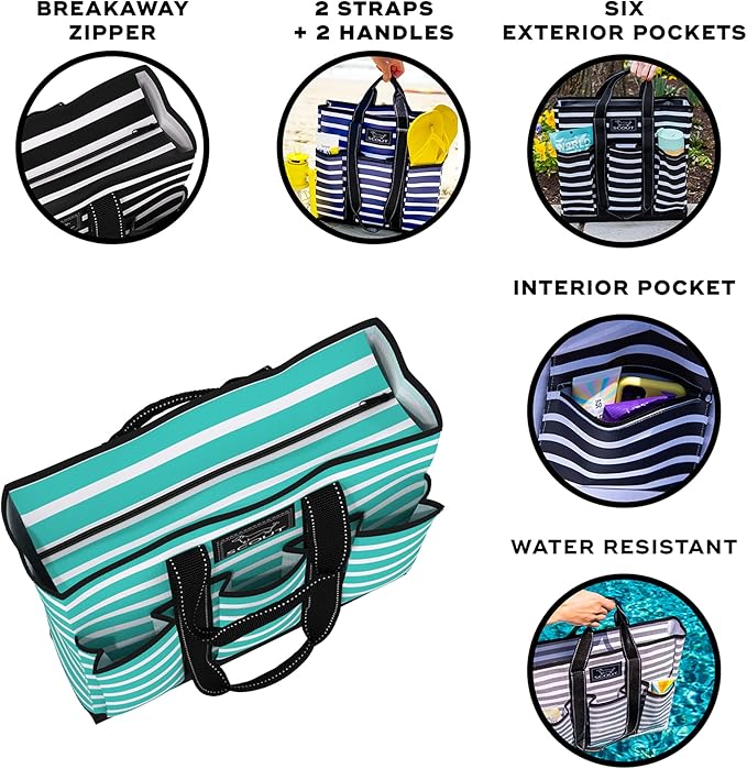 SCOUT Rocket Pocket Tote - Multi-Pocket Travel, Nurse, Teacher, Mom Tote, 7 Pockets Total, Two Sets of Straps, Folds Flat