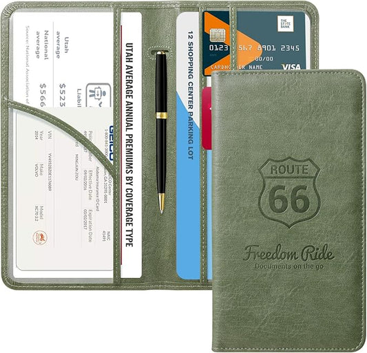 CoBak Car Registration and Insurance Holder - Vehicle Glove Box Car Organizer,Auto Truck Comparment Accessories Case with Magnetic Closure for Driver License,Cards