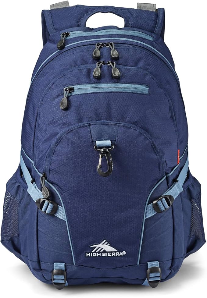 High Sierra Loop Backpack, Travel, or Work Bookbag with tablet sleeve, One Size, True Navy/Graphite Blue