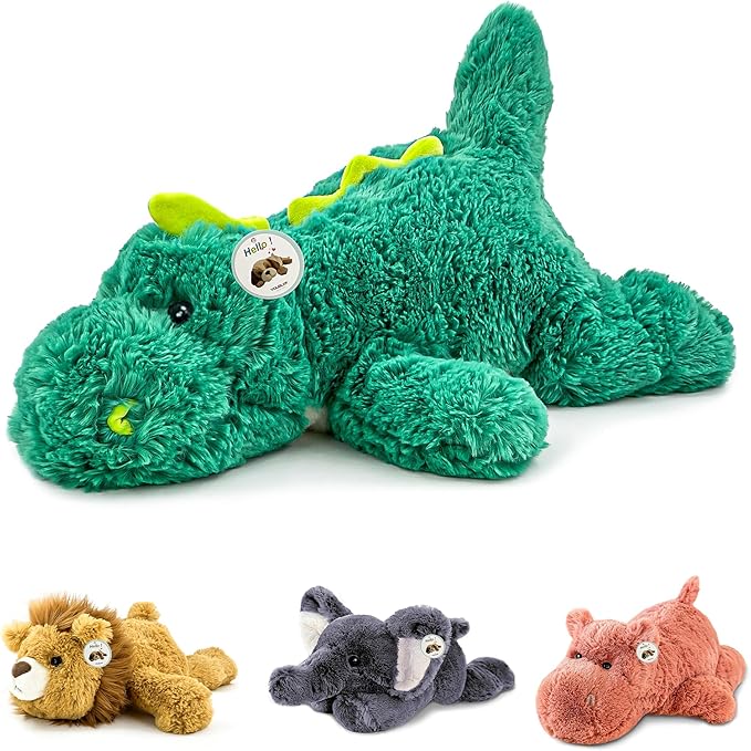16" | 2 Pounds Green Dinosaur Weighted Stuffed Animals,Sensory Comfort Plush Throw Pillow Toy,Kawaii Plushies Hugging Toy Gifts for Kids & Adults (Dinosaur, 16 inch 2 Pounds)