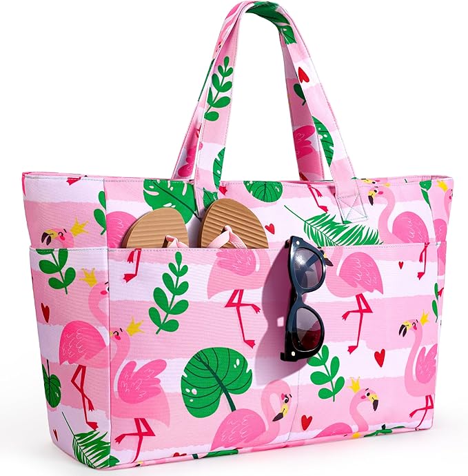 Extra Large Beach Bag Waterproof Beach Totes Bags for Women, Lightweight Foldable Pool Bag with Zipper Wet Compartment