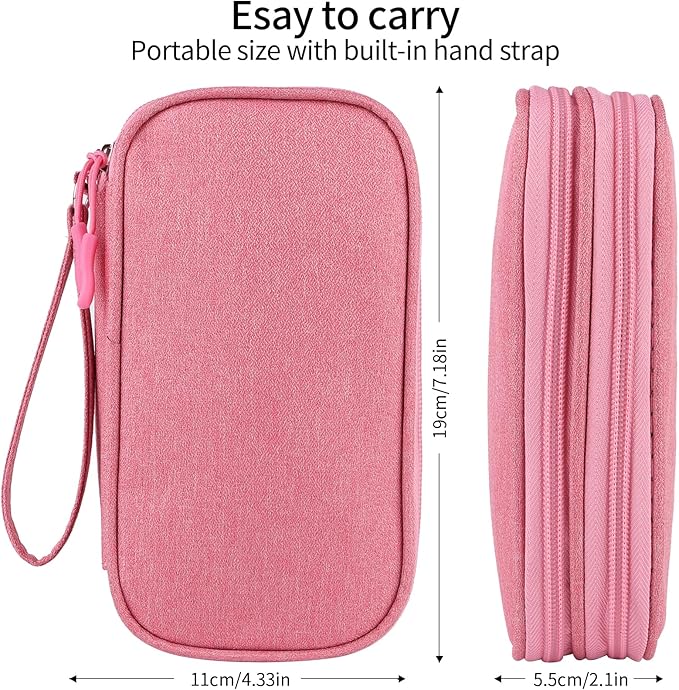Pink Travel Gadget Bag - Ultimate Cable &accessories Organizer for Chargers, Phones & Memory Cards
