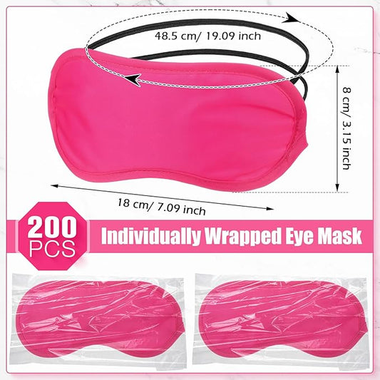 Tarpop 200 Pcs Eye Mask Sleeping Blindfold Eye Cover with Adjustable Strap for Games Party Team Building Travel Individually Wrapped Sleep Mask for Women Men (Rose Red)